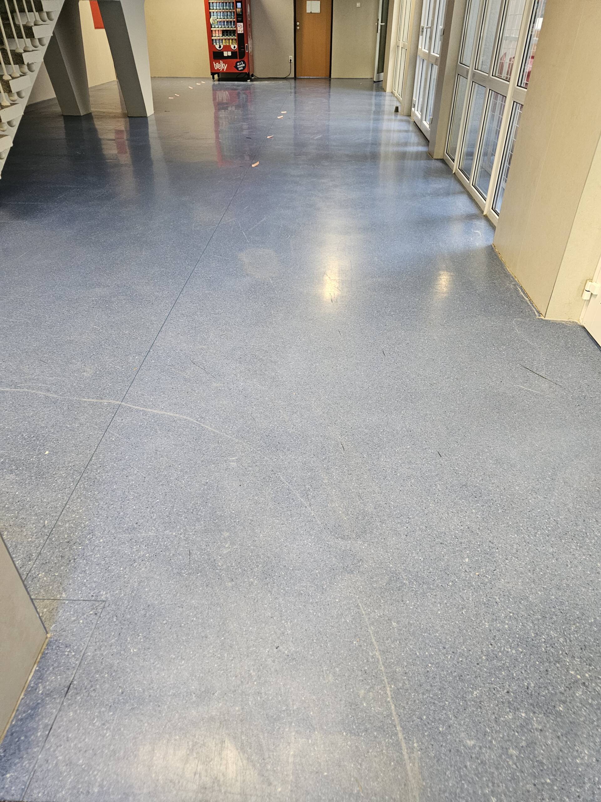 Dekofloor – renovácia podlahy systémom Dr. Schutz PU Siegel, stav pred realizáciou – základná škola, Bratislava